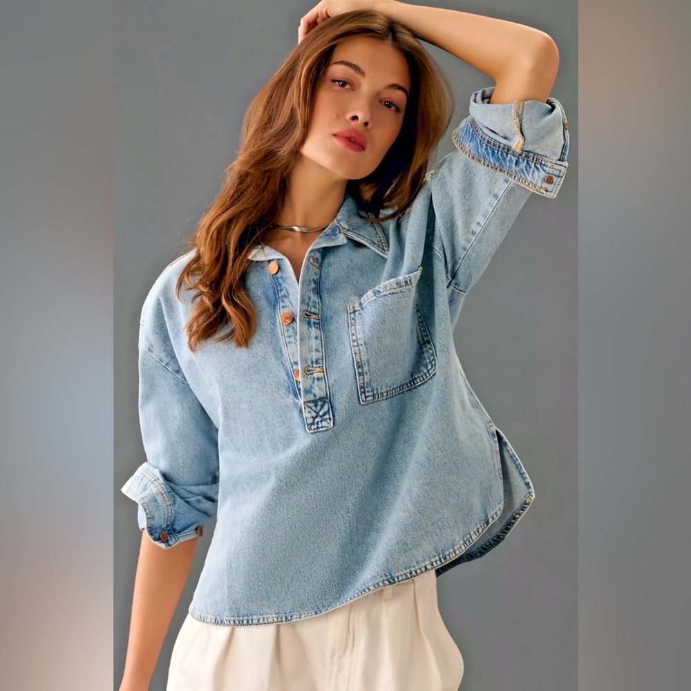 Pilcro The Becca -Regenerative Cotton Denim Popover- Size Small